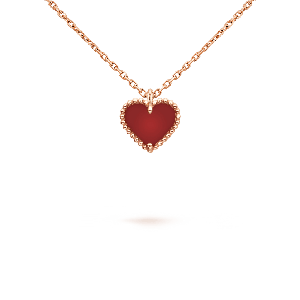 ??Loco?¡¥SWEET CLOVER CARNELIAN HEART NECKLACE