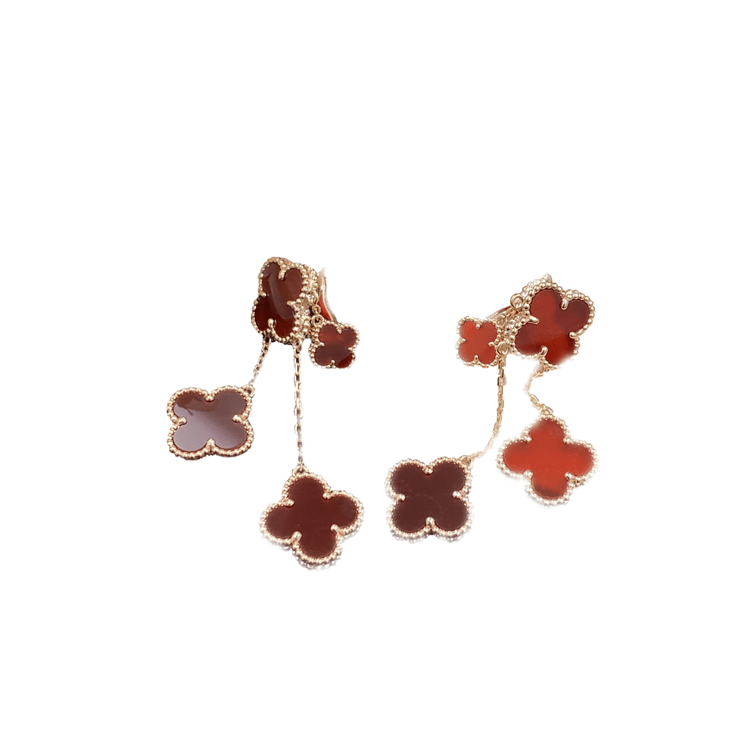 ??Loco?¡¥CLOVER EARRINGS CARNELIAN 4 MOTIFS PINK GOLD