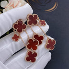 ??Loco?¡¥CLOVER EARRINGS CARNELIAN 4 MOTIFS PINK GOLD