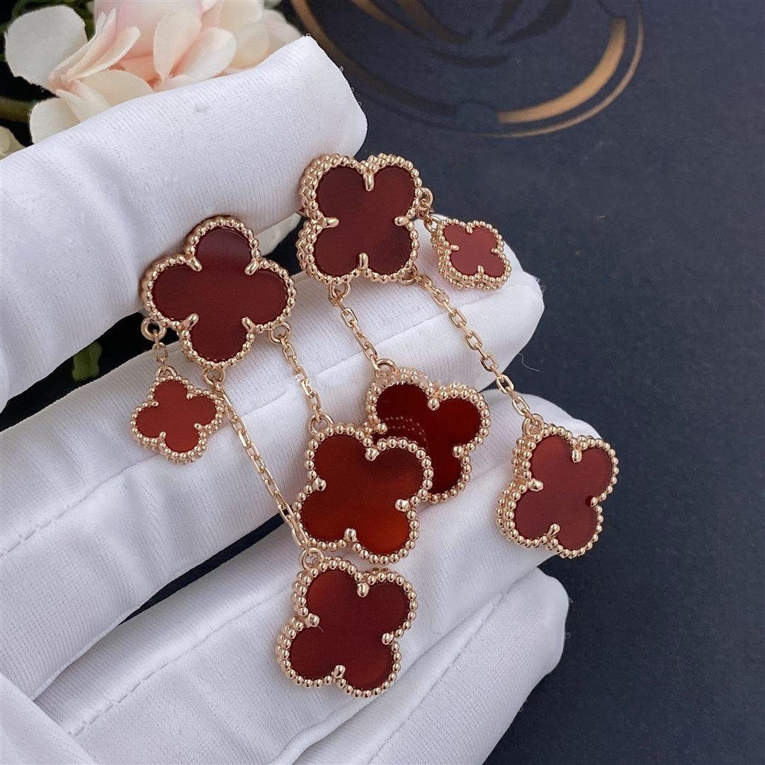 [moco jewelrys] Kleeblatt-Ohrringe, Karneol, 4 Motive, Roségold