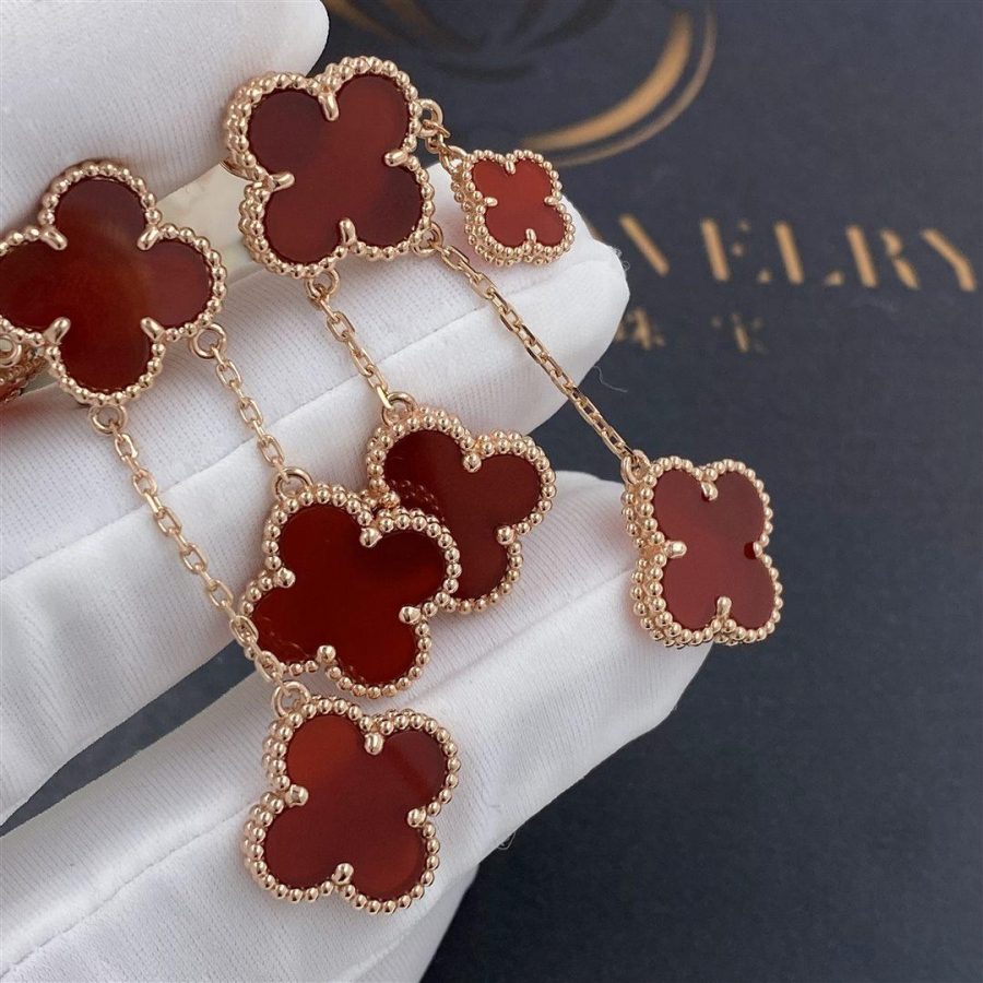 ??Loco?¡¥CLOVER EARRINGS CARNELIAN 4 MOTIFS PINK GOLD