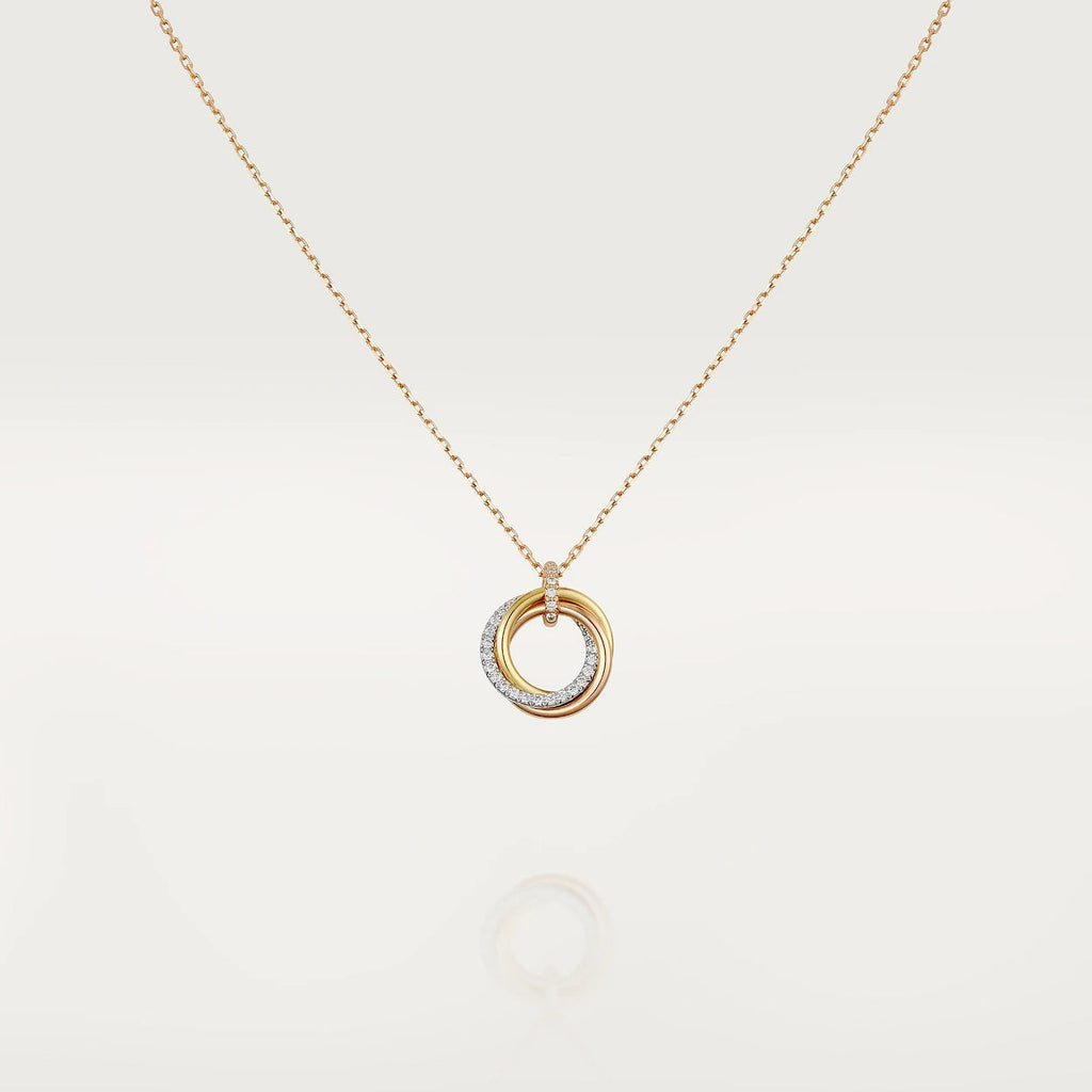 ??Loco?¡¥TRINITY NECKLACE SILVER GOLD PINK GOLD DIAMONDS