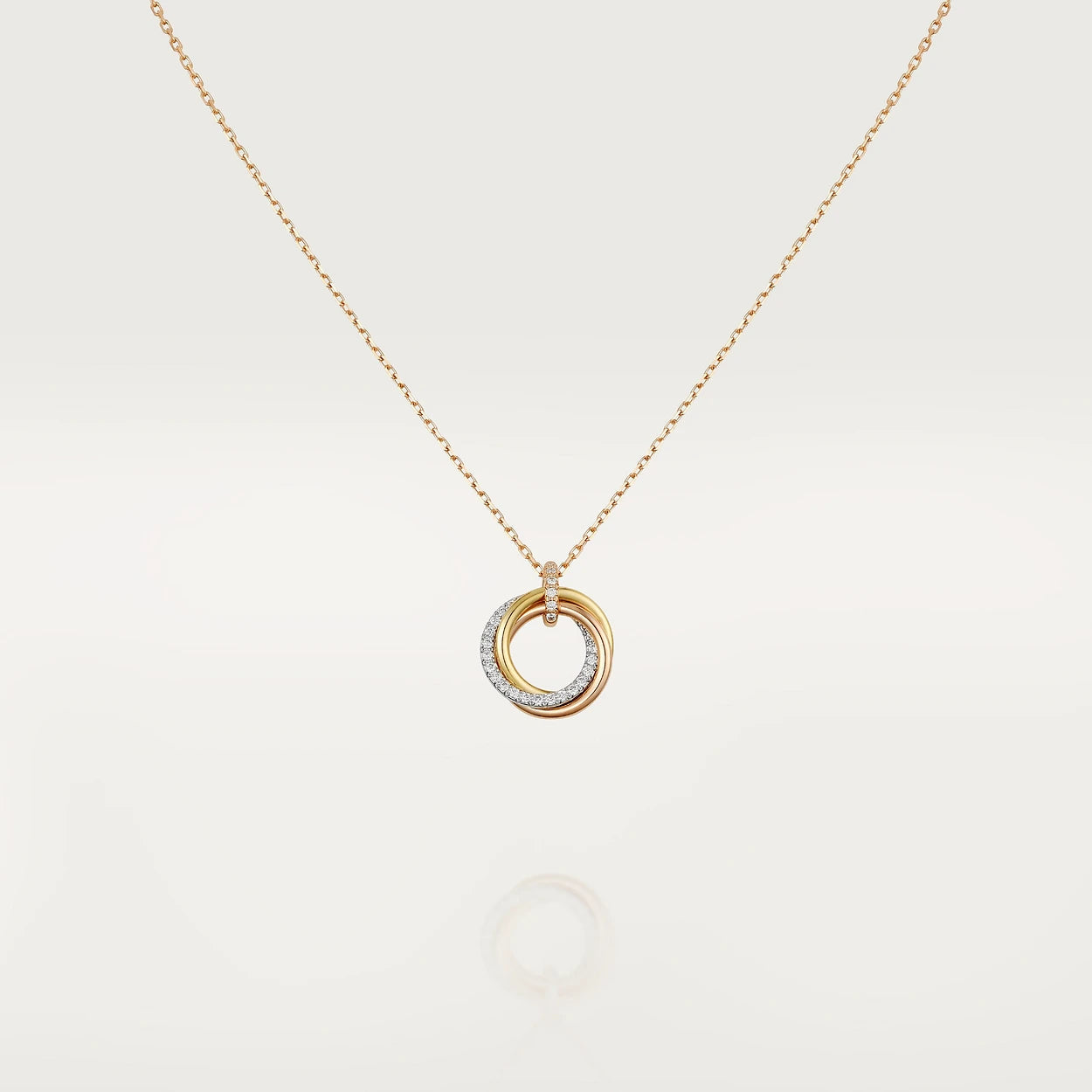 ??Loco?¡¥TRINITY NECKLACE SILVER GOLD PINK GOLD DIAMONDS
