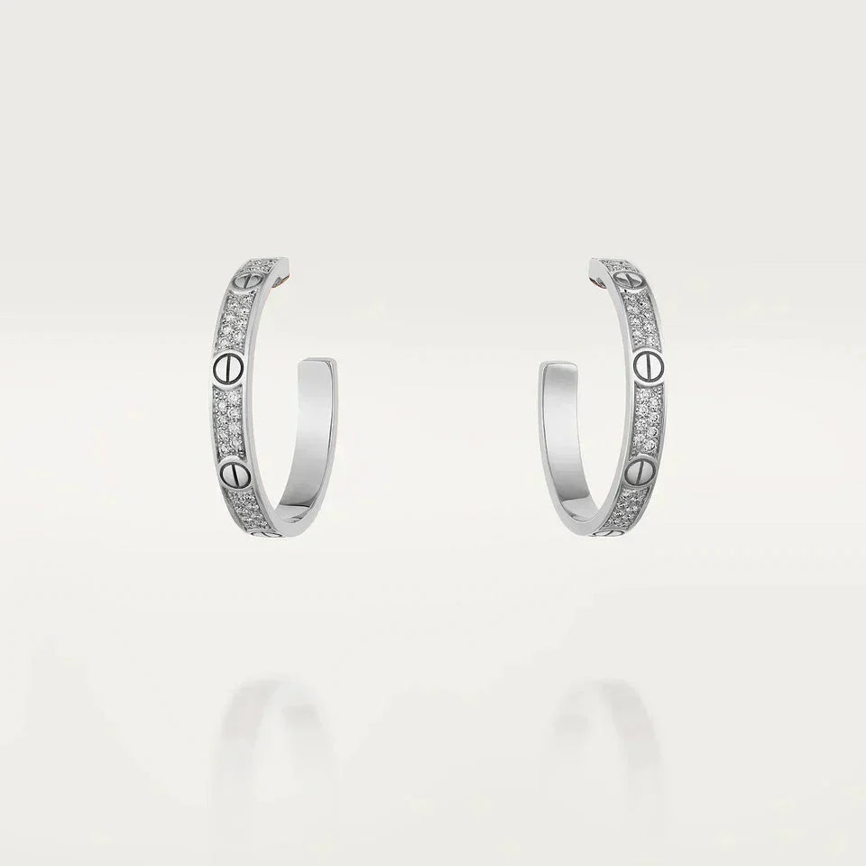 ??Loco?¡¥LOVE DIAMOND SILVER HOOP EARRINGS