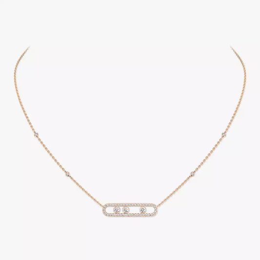 [moco jewelrys] Move Pave_ Rose Gold Diamond Necklace