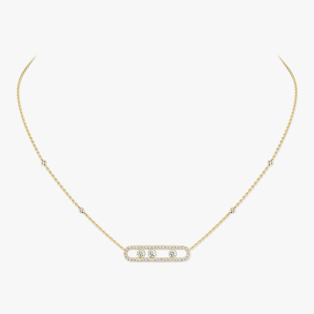 [moco jewelrys] Move Pave_ Rose Gold Diamond Necklace