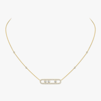 [moco jewelrys] Move Pave_ Rose Gold Diamond Necklace