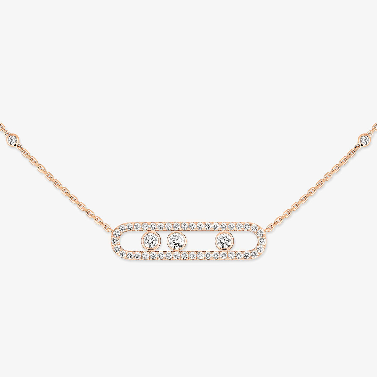 [moco jewelrys] Move Pave_ Rose Gold Diamond Necklace
