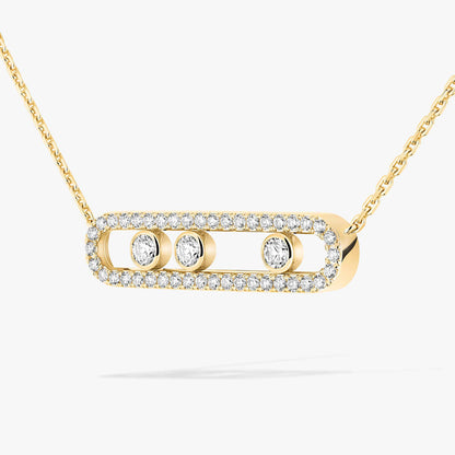 [moco jewelrys] Move Pave_ Rose Gold Diamond Necklace