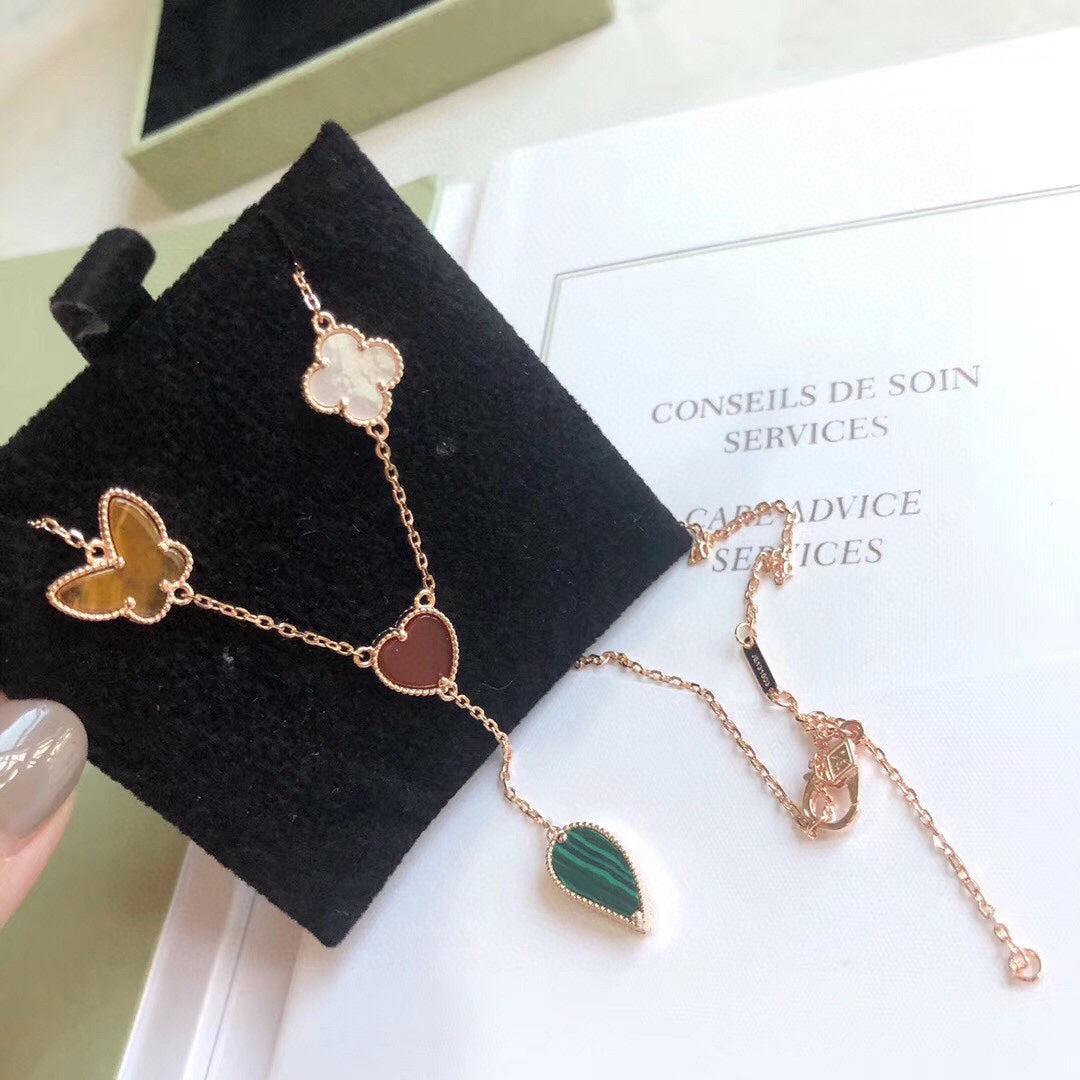 ??Loco?¡¥LUCKY SPRING 4 MOTIFS ROSE GOLD NECKLACE