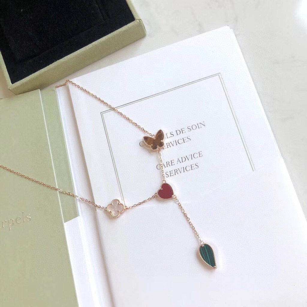 ??Loco?¡¥LUCKY SPRING 4 MOTIFS ROSE GOLD NECKLACE