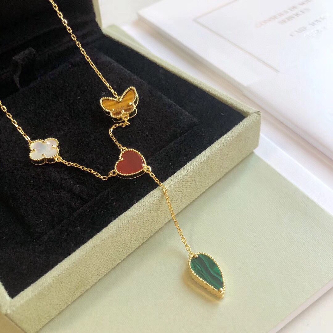 ??Loco?¡¥LUCKY SPRING 4 MOTIFS ROSE GOLD NECKLACE
