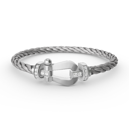 [moco jewelrys] Großes Hufeisen-Armband mit Halbdiamanten, Silber