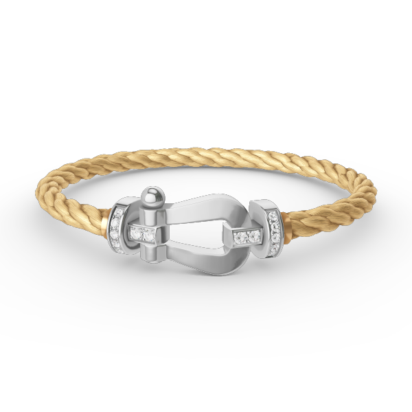 [moco jewelrys] Großes Hufeisen-Armband mit Halbdiamanten, Silber