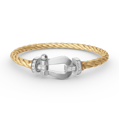 [moco jewelrys] Großes Hufeisen-Armband mit Halbdiamanten, Silber