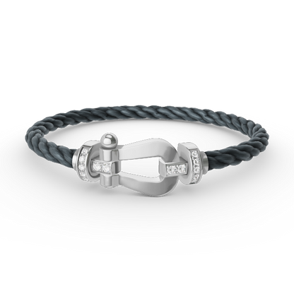 [moco jewelrys] Großes Hufeisen-Armband mit Halbdiamanten, Silber