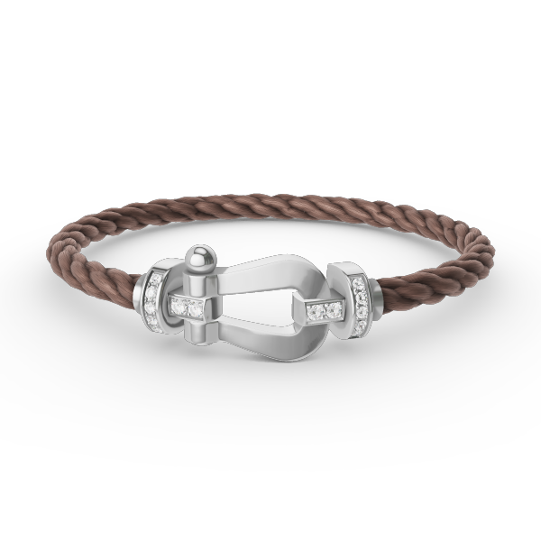 [moco jewelrys] Großes Hufeisen-Armband mit Halbdiamanten, Silber