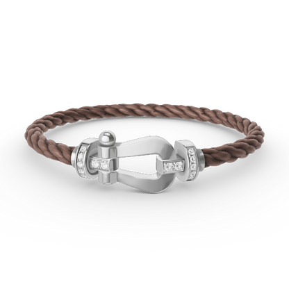[moco jewelrys] Großes Hufeisen-Armband mit Halbdiamanten, Silber