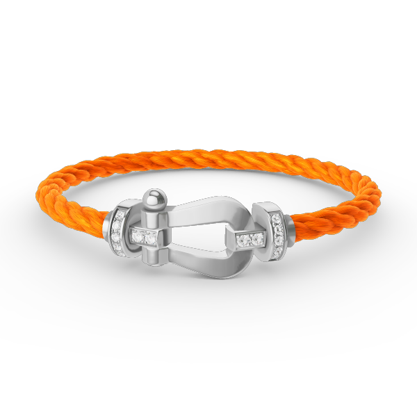 [moco jewelrys] Großes Hufeisen-Armband mit Halbdiamanten, Silber