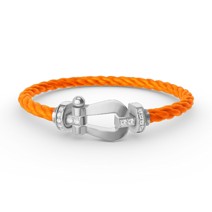[moco jewelrys] Großes Hufeisen-Armband mit Halbdiamanten, Silber