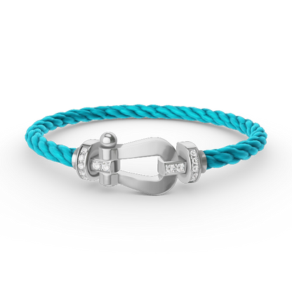 [moco jewelrys] Großes Hufeisen-Armband mit Halbdiamanten, Silber