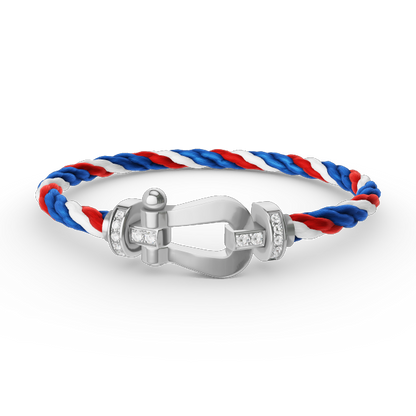 [moco jewelrys] Großes Hufeisen-Armband mit Halbdiamanten, Silber