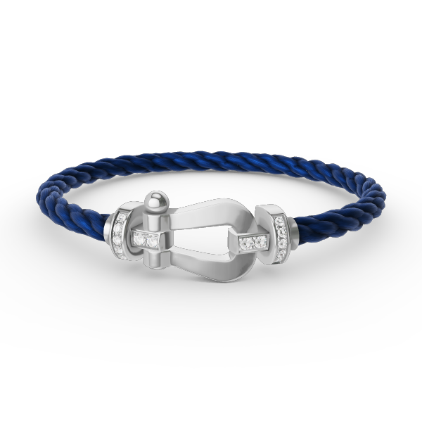 [moco jewelrys] Großes Hufeisen-Armband mit Halbdiamanten, Silber