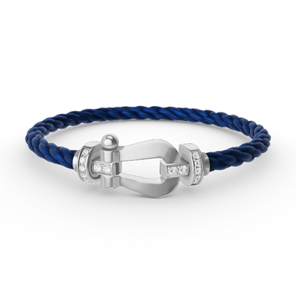 [moco jewelrys] Großes Hufeisen-Armband mit Halbdiamanten, Silber