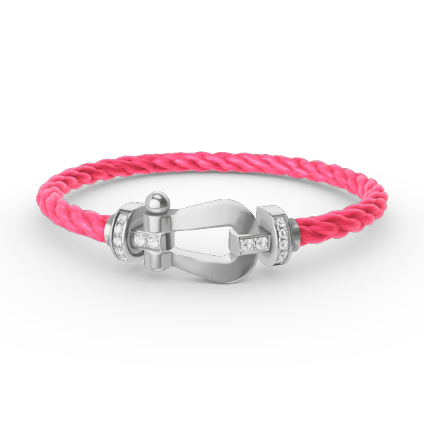 [moco jewelrys] Großes Hufeisen-Armband mit Halbdiamanten, Silber