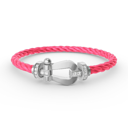[moco jewelrys] Großes Hufeisen-Armband mit Halbdiamanten, Silber