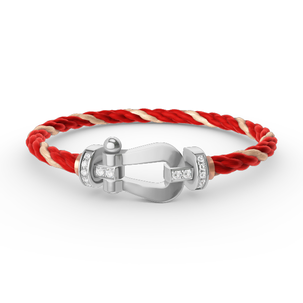 [moco jewelrys] Großes Hufeisen-Armband mit Halbdiamanten, Silber
