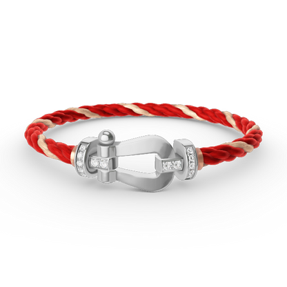 [moco jewelrys] Großes Hufeisen-Armband mit Halbdiamanten, Silber