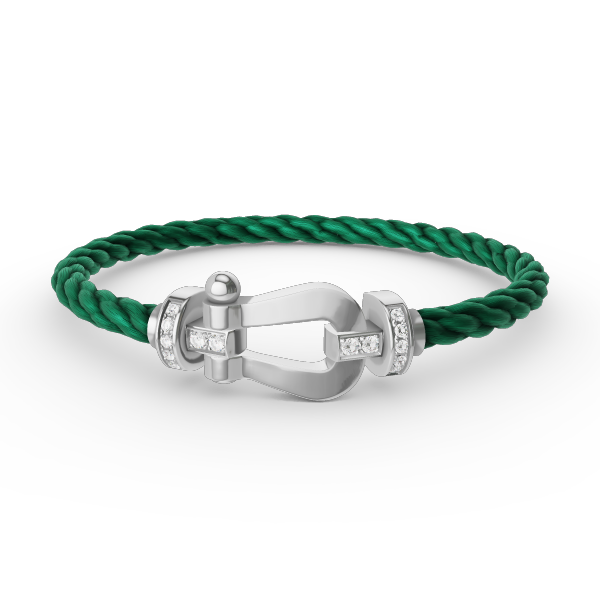 [moco jewelrys] Großes Hufeisen-Armband mit Halbdiamanten, Silber