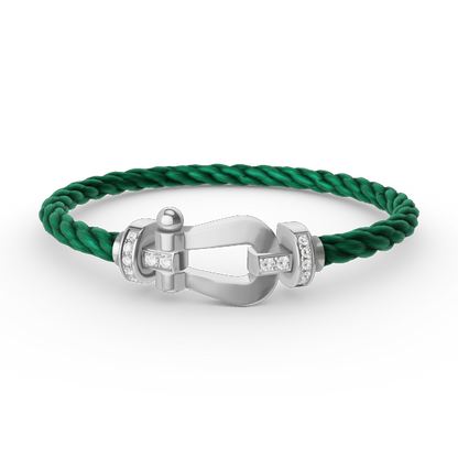 [moco jewelrys] Großes Hufeisen-Armband mit Halbdiamanten, Silber