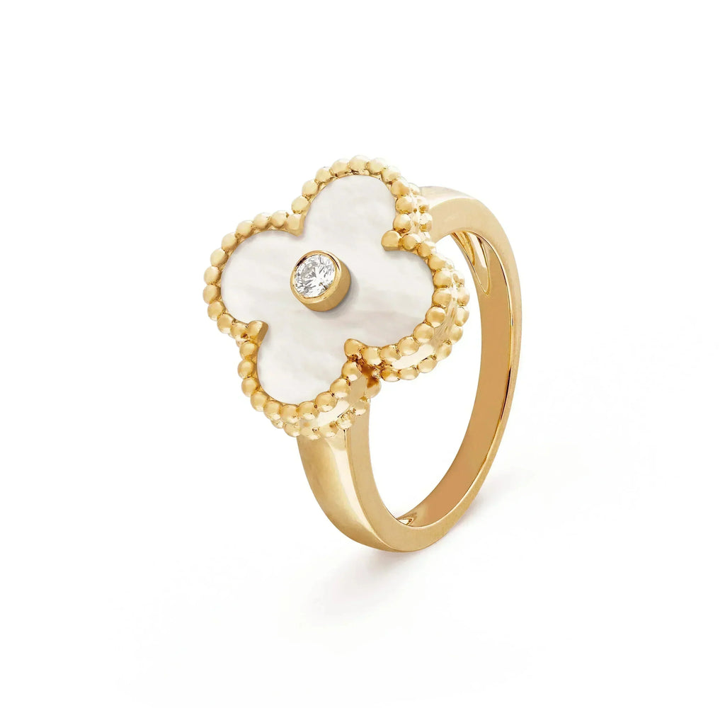 ??Loco?¡¥CLOVER PINK MOP RING GOLD DIAMOND