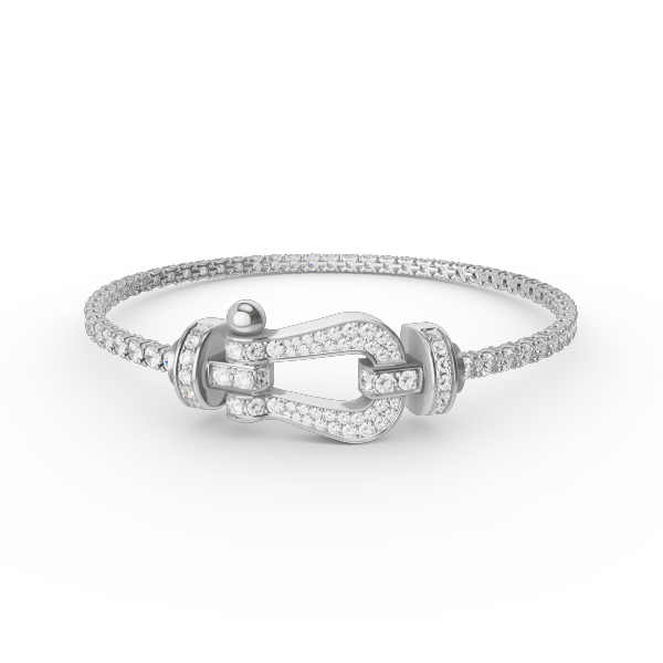 [moco jewelrys] Großes Horseshoe Tennisarmband mit Diamanten 