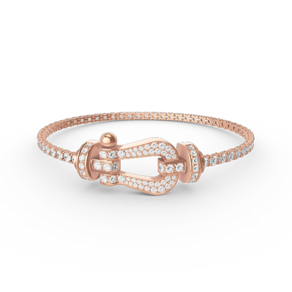 [moco jewelrys] Großes Horseshoe Tennisarmband mit Diamanten 