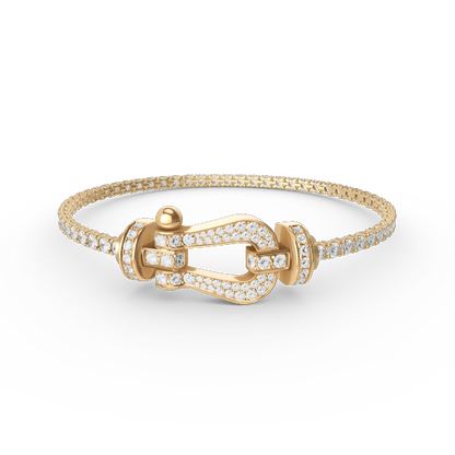 [moco jewelrys] Großes Horseshoe Tennisarmband mit Diamanten 