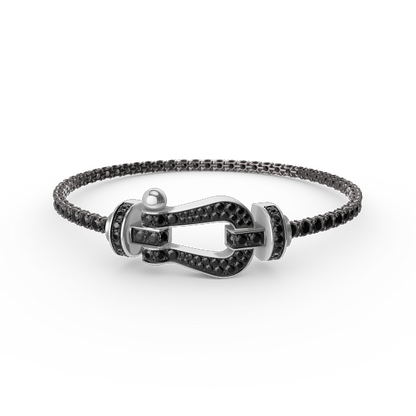 [moco jewelrys] Großes Horseshoe Tennisarmband mit Diamanten 